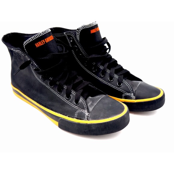 Harley-Davidson Other - Harley Davidson Men's  D93816 Black/Orange Leather High-Top Sneakers Shoes 9